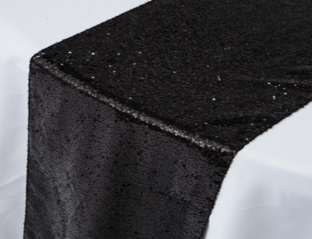 12”X108” Black Premium Sequin Table Runner