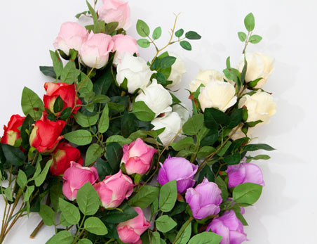 Factory Price Red Rose Artificial Flower with Green Leaves for Wedding Party Home Decoration