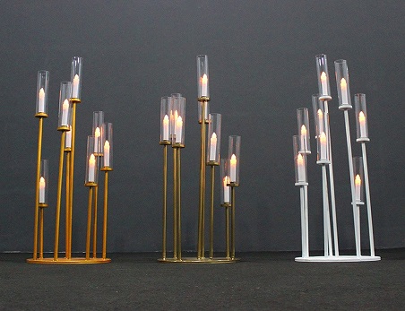 8 Arms Gold Cluster Candle Holder With 8 Glass Shades