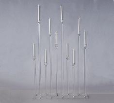 10 Arms Clear Crystal Cluster Rectangle Candelabra